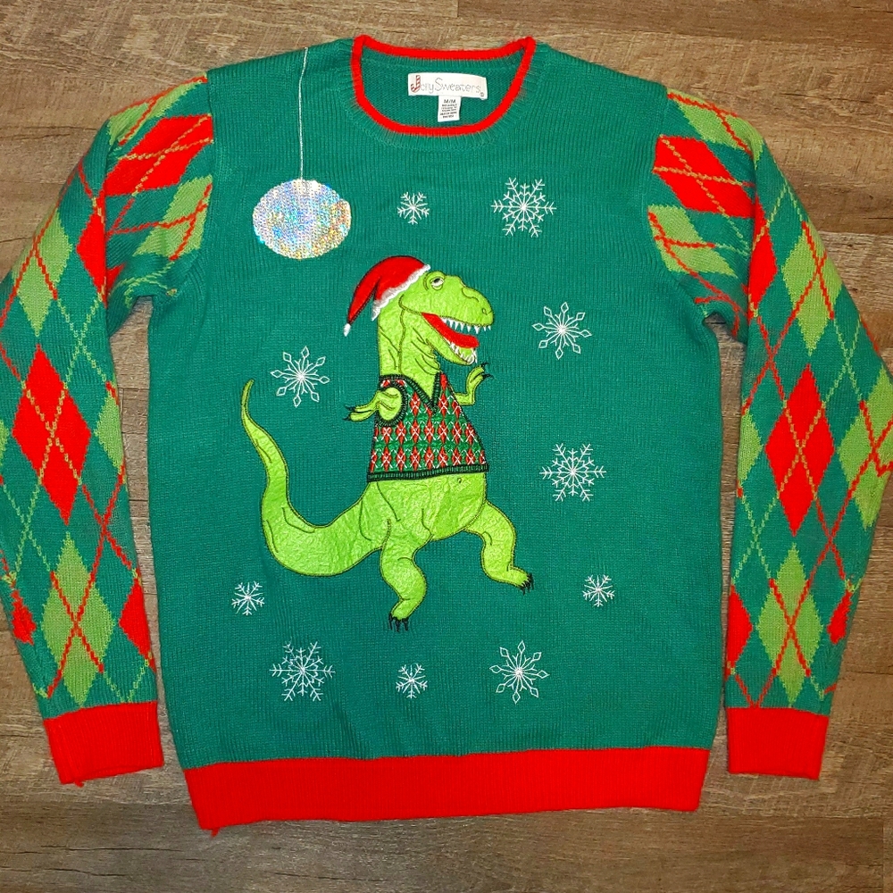 Disco Dino Christmas Sweater